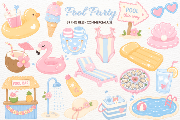 Download Pastel Summer Pool Party Clipart Beach - Pastel Collection