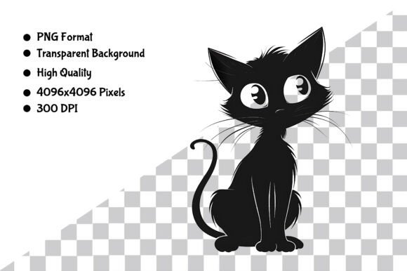 Download Watercolor B&amp;W Cartoon Cat PNG - Cartoon cat png Collection