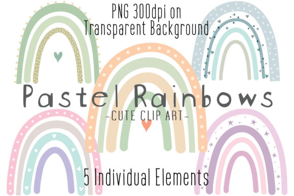 Download Cute Pastel Boho Rainbows Clipart - Pastel Collection