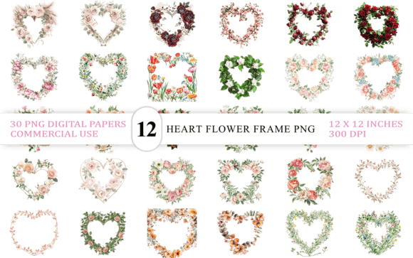 Download Pastel Heart Flower Frame PNG Bundle - Pastel Collection