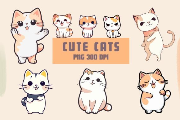 Download Funny Cute Cartoon Cat PNG Clipart Set - Premium Resources