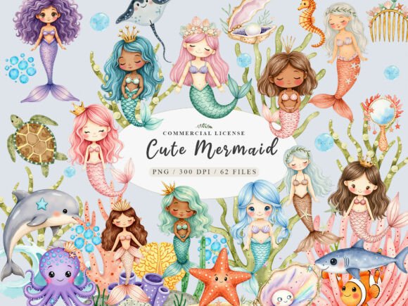Download Watercolor Pastel Baby Mermaid Clipart, - Pastel Collection