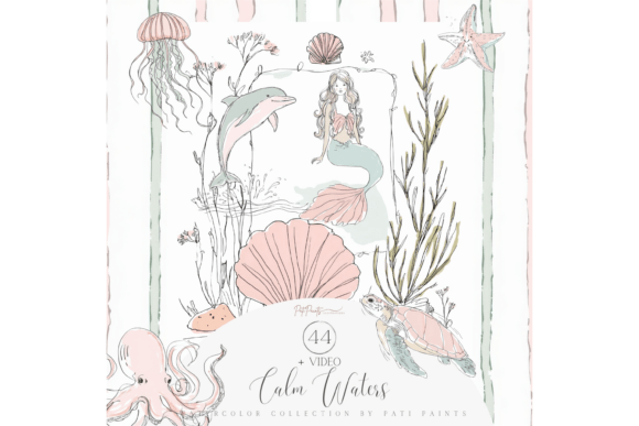 Download Pastel Mermaid Doodles Clipart Bundle - Pastel Collection