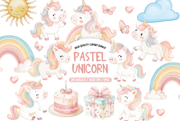 Download Pastel Unicorn Clipart Bundle Set - Pastel Collection