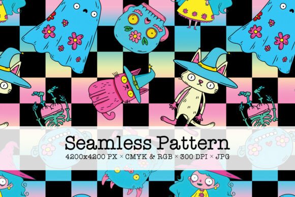 Download Bright Pastel Halloween Doodle Pattern - Pastel Collection