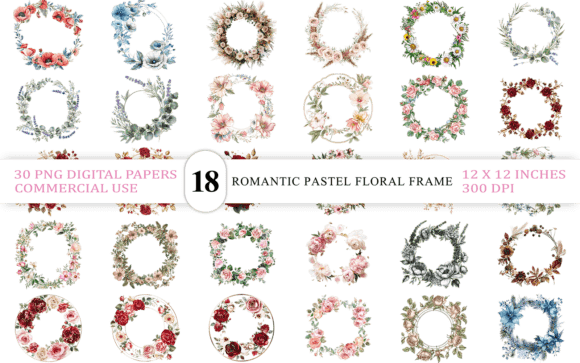 Download Romantic Pastel Floral Frame PNG Set - Pastel Collection