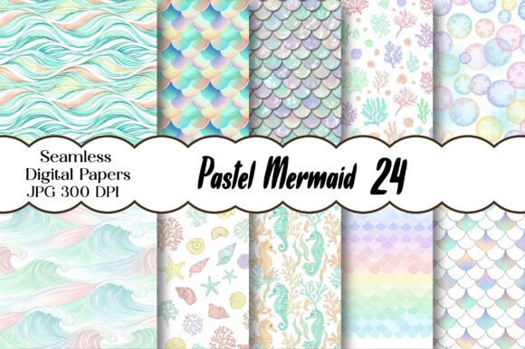 Download Pastel Mermaid Digital Paper Bundle - Pastel Collection